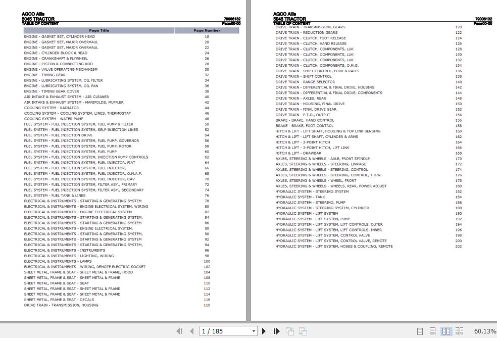 AGCO Allis Tractor 5045 Parts Catalog 79006132 1