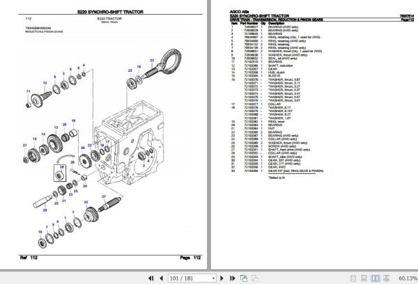 AGCO Allis Tractor 5220 Synchro Shift Parts Catalog 79007514 3