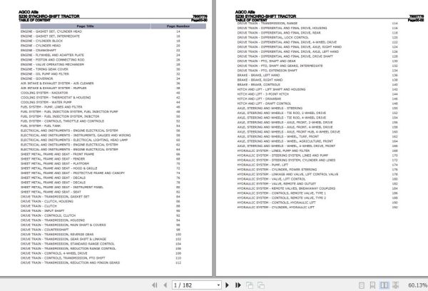 AGCO Allis Tractor 5230 Synchro Shift Parts Catalog 79007779 1