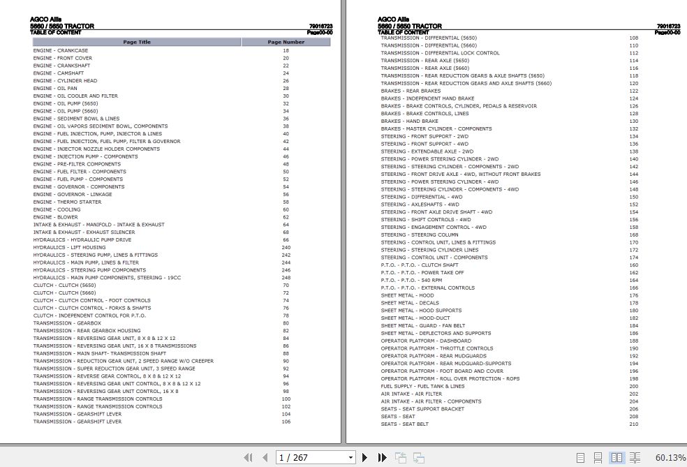 AGCO Allis Tractor 5660 5650 Parts Catalog 79016723 1