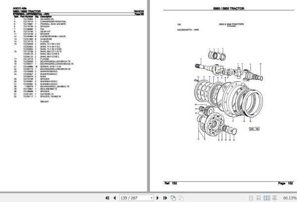 AGCO Allis Tractor 5660 5650 Parts Catalog 79016723 2