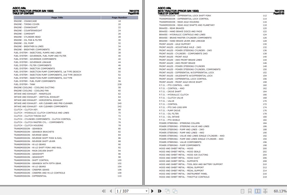 AGCO Allis Tractor 5670 Parts Catalog 79013775 1