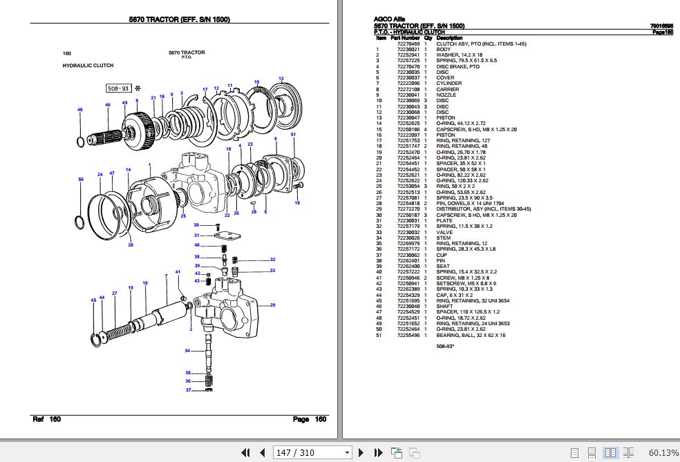 AGCO Allis Tractor 5670 Parts Catalog 79016595