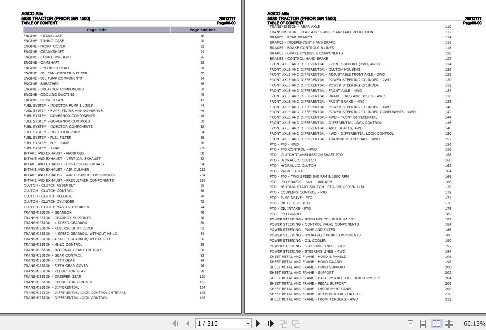 AGCO Allis Tractor 5680 Parts Catalog 79013777 1
