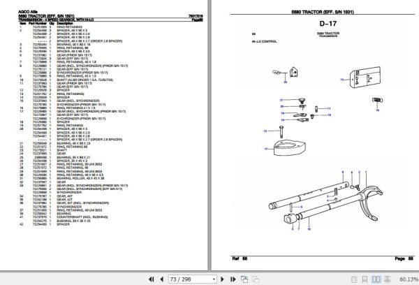 AGCO Allis Tractor 5680 Parts Catalog 79017019 2
