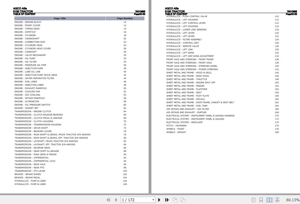 AGCO Allis Tractor 6150 Parts Catalog 79010688 1