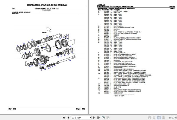 AGCO Allis Tractor 6260 Star Cab DX 3.50 Star Cab Parts Catalog 79007778 2