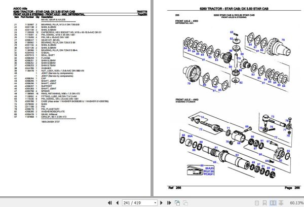 AGCO Allis Tractor 6260 Star Cab DX 3.50 Star Cab Parts Catalog 79007778 3