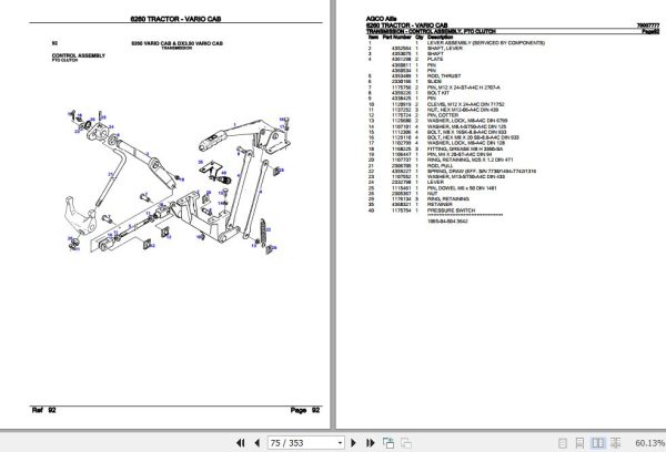 AGCO Allis Tractor 6260 Vario Cab Parts Catalog 79007777 2
