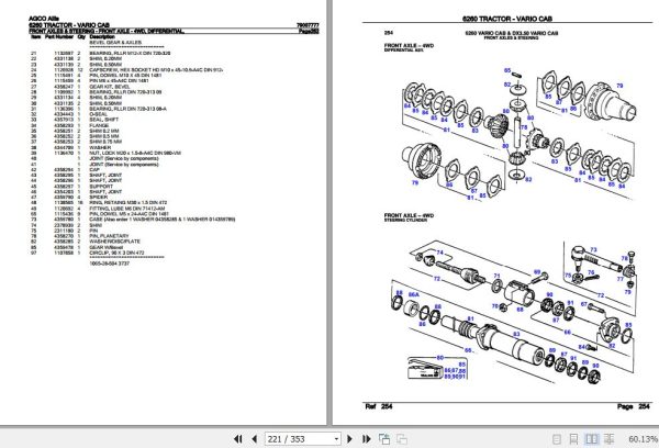 AGCO Allis Tractor 6260 Vario Cab Parts Catalog 79007777 3