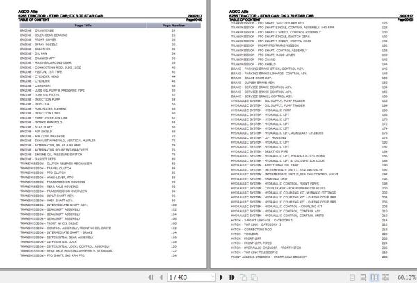AGCO Allis Tractor 6265 Star Cab DX3.70 Star Cab Parts Catalog 79007817 1