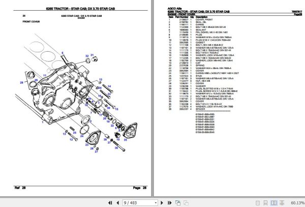 AGCO Allis Tractor 6265 Star Cab DX3.70 Star Cab Parts Catalog 79007817 2