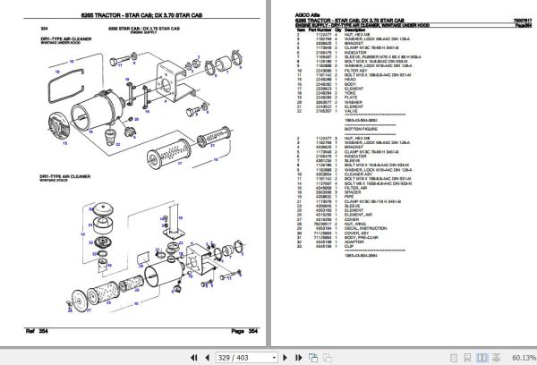 AGCO Allis Tractor 6265 Star Cab DX3.70 Star Cab Parts Catalog 79007817 3