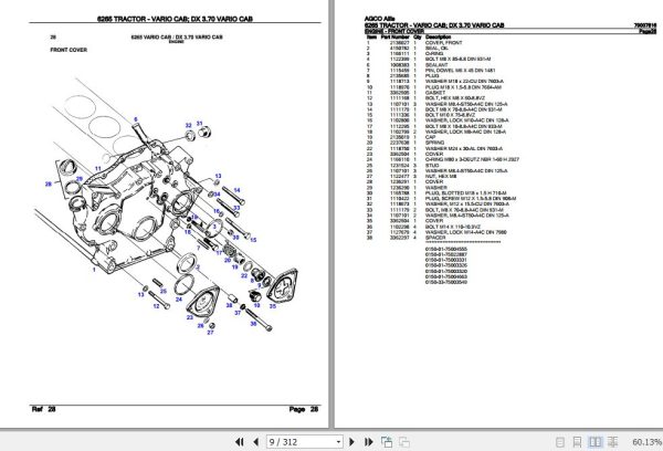 AGCO Allis Tractor 6265 Vario Cab DX 3.70 Vario Cab Parts Catalog 79007816 2