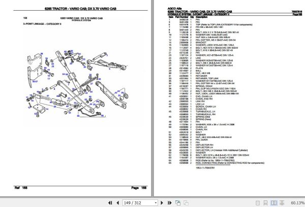 AGCO Allis Tractor 6265 Vario Cab DX 3.70 Vario Cab Parts Catalog 79007816 3