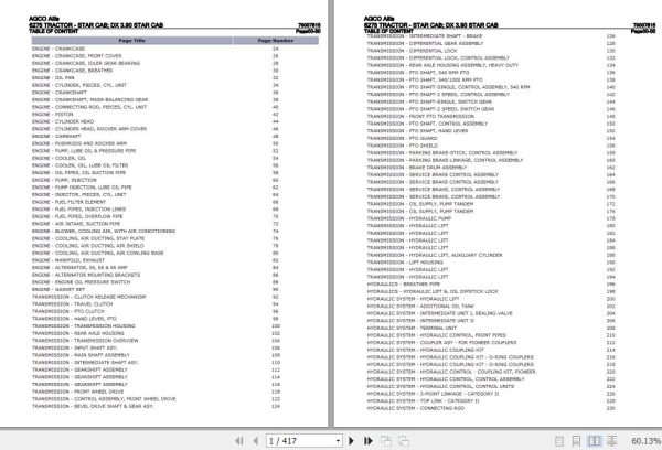 AGCO Allis Tractor 6275 Star Cab DX3.90 Star Cab Parts Catalog 79007815 1
