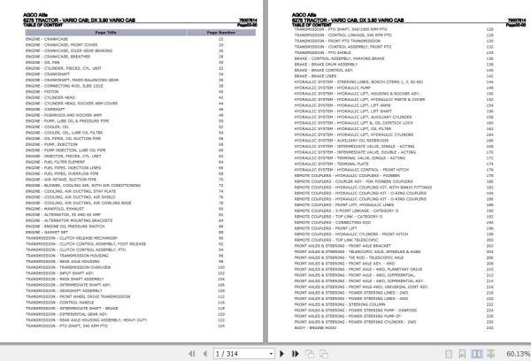 AGCO Allis Tractor 6275 Vario Cab DX3.90 Vario Cab Parts Catalog 79007814 1