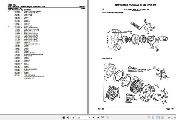 AGCO Allis Tractor 6275 Vario Cab DX3.90 Vario Cab Parts Catalog 79007814 2