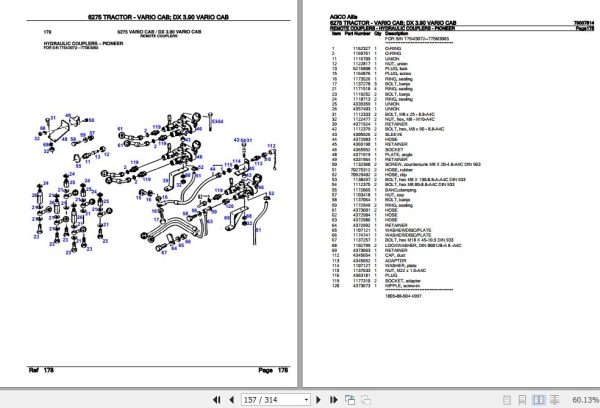 AGCO Allis Tractor 6275 Vario Cab DX3.90 Vario Cab Parts Catalog 79007814 3