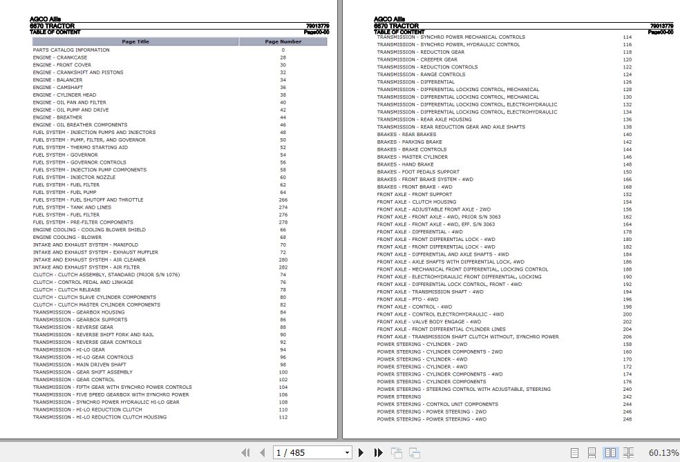AGCO Allis Tractor 6670 Parts Catalog 79013779 1