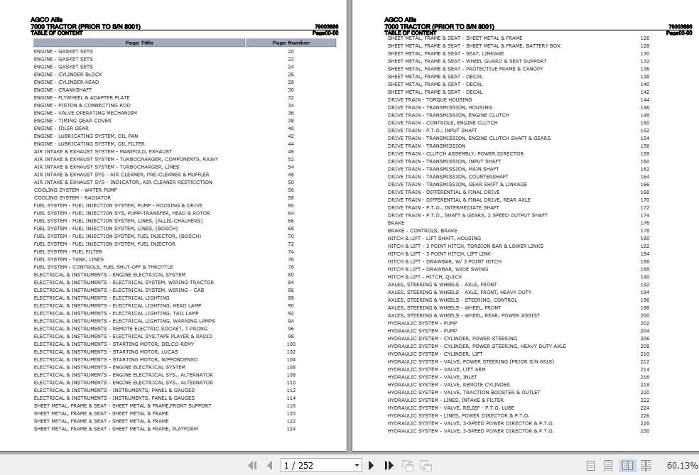 AGCO Allis Tractor 7000 Parts Catalog 79003886 1