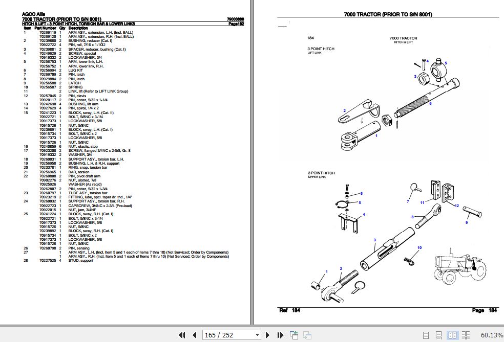 AGCO Allis Tractor 7000 Parts Catalog 79003886
