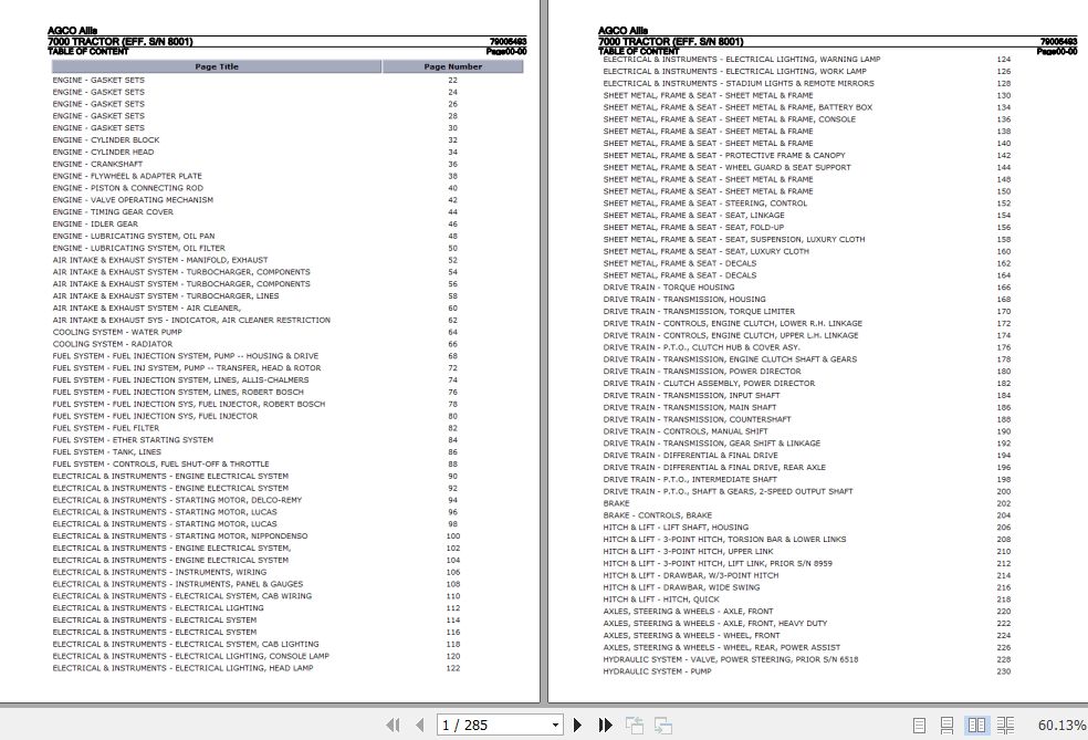 AGCO Allis Tractor 7000 Parts Catalog 79005493 1