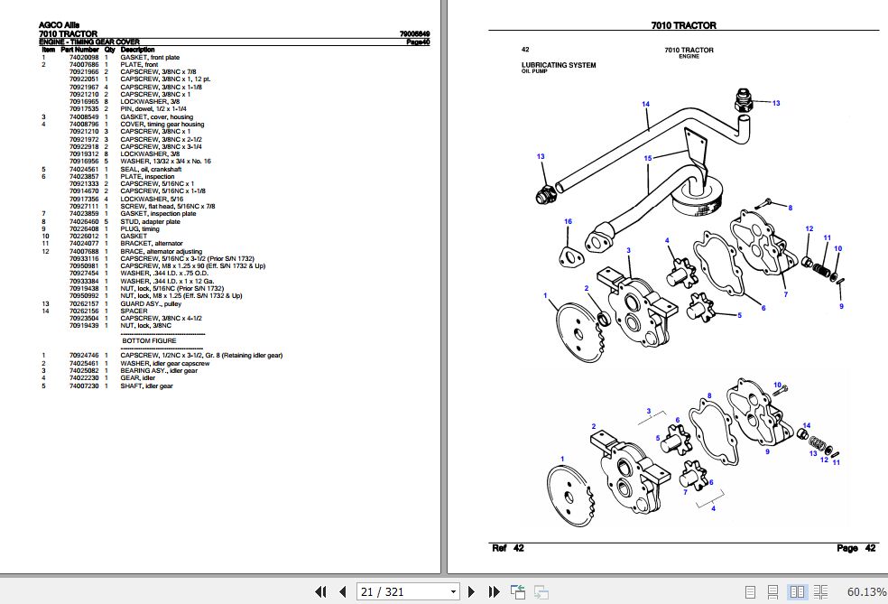 AGCO Allis Tractor 7010 Parts Catalog 79005649