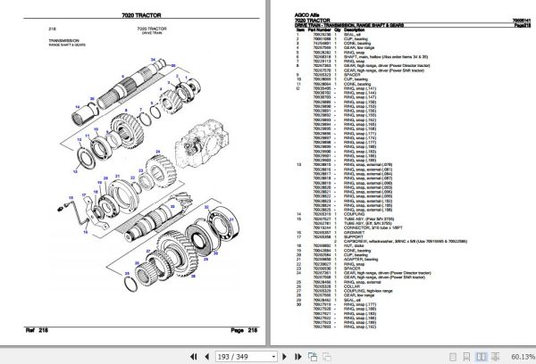 AGCO Allis Tractor 7020 Parts Catalog 79005141 3