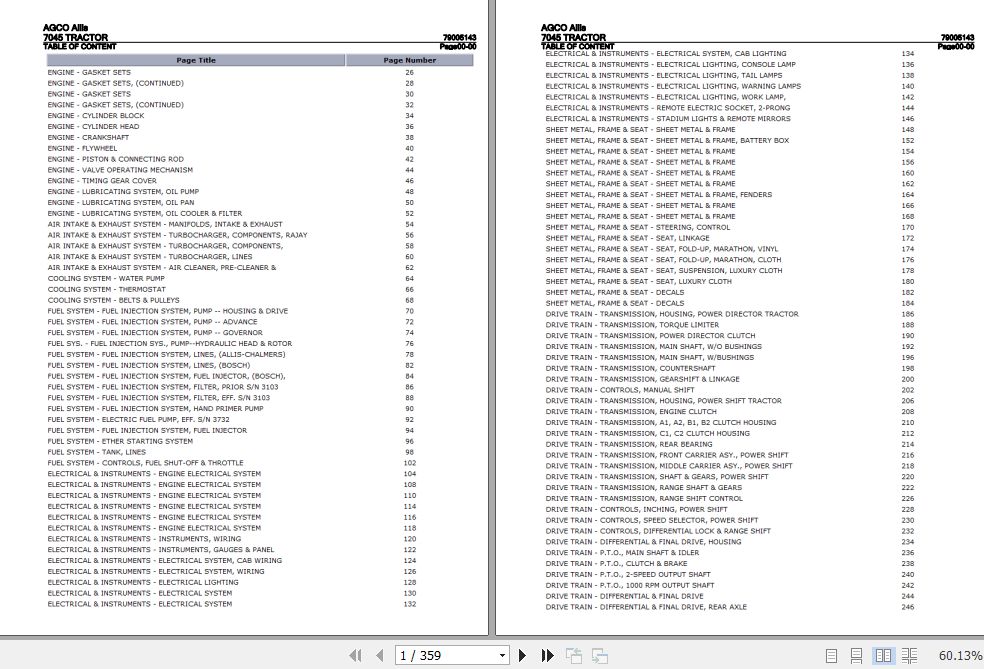 AGCO Allis Tractor 7045 Parts Catalog 79005143 1