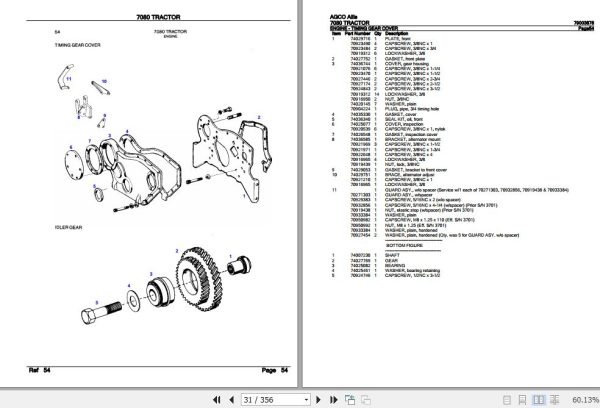 AGCO Allis Tractor 7080 Parts Catalog 79003878 2