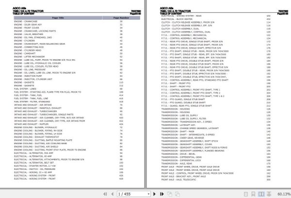 AGCO Allis Tractor 7085 DX4.70 Parts Catalog 79007990 1