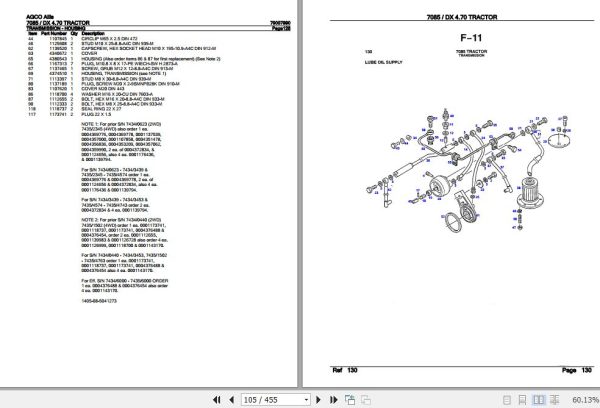 AGCO Allis Tractor 7085 DX4.70 Parts Catalog 79007990 2