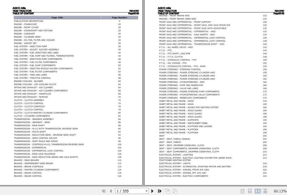 AGCO Allis Tractor 7630 Parts Catalog 79013787 1
