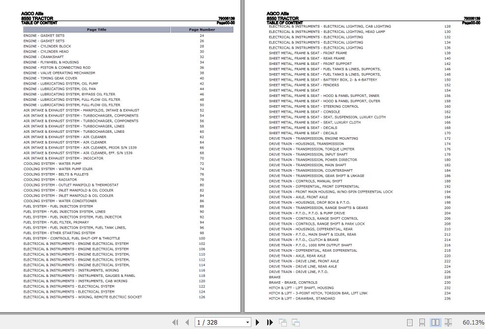 AGCO Allis Tractor 8550 Parts Catalog 79005139 1