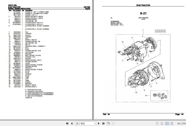 AGCO Allis Tractor 8745 Parts Catalog 79017569 2