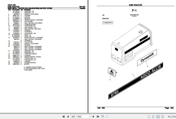 AGCO Allis Tractor 8785 Parts Catalog 79017467 3