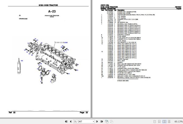 AGCO Allis Tractor 9130 9150 Parts Catalog 79010347 2