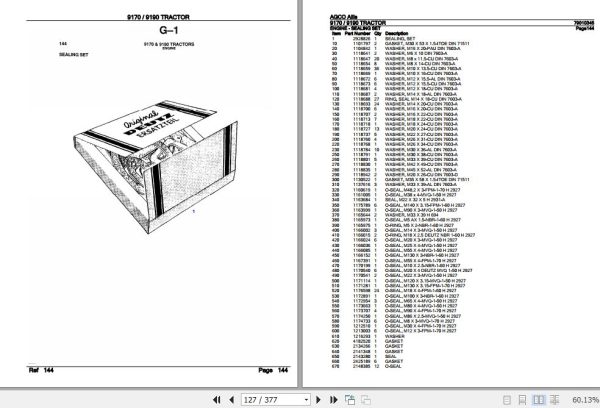 AGCO Allis Tractor 9170 9190 Parts Catalog 79010345 2