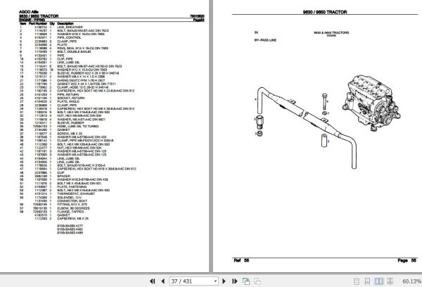 AGCO Allis Tractor 9630 9650 Parts Catalog 79015820 2