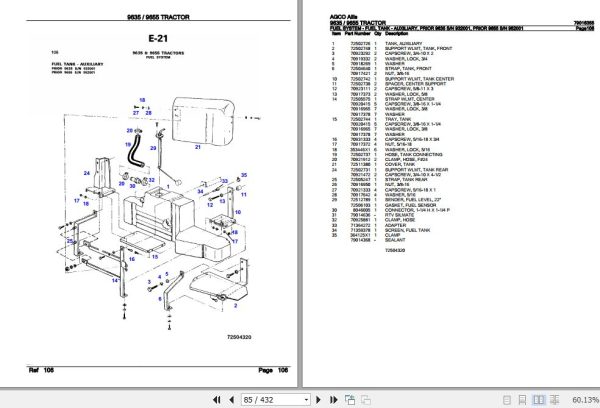 AGCO Allis Tractor 9635 9655 Parts Catalog 79016355 2