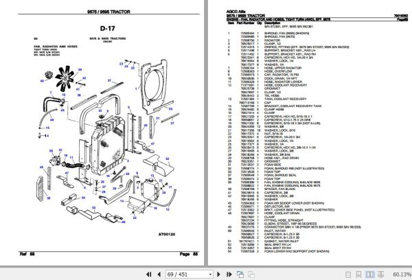 AGCO Allis Tractor 9675 9695 Parts Catalog 79016362 2