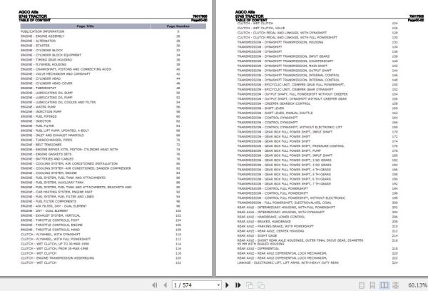 AGCO Allis Tractor 9745 Parts Catalog 79017505 1
