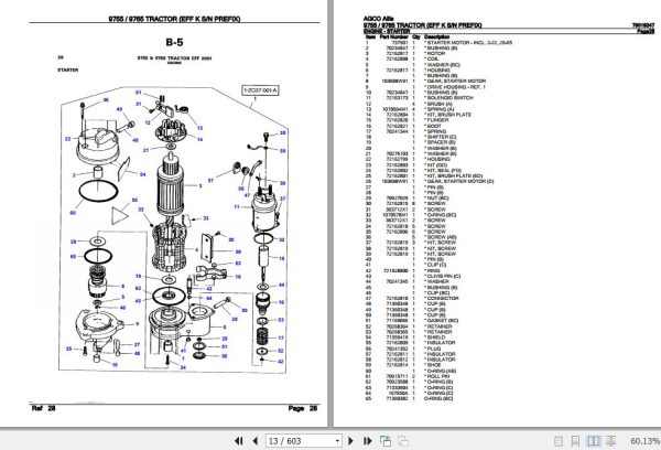 AGCO Allis Tractor 9755 9765 Parts Catalog 79019247 2