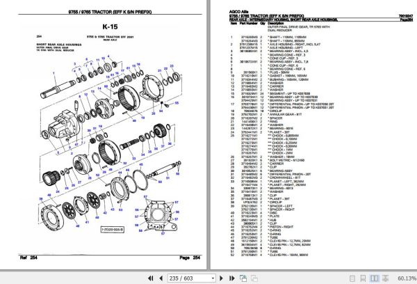 AGCO Allis Tractor 9755 9765 Parts Catalog 79019247 3