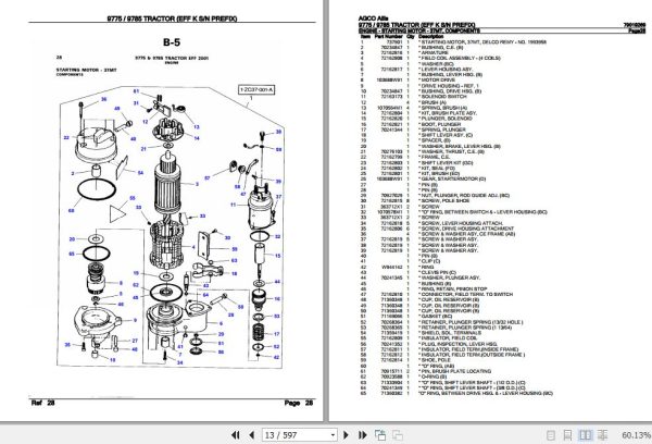 AGCO Allis Tractor 9775 9785 Parts Catalog 79019269 2