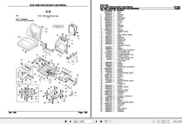 AGCO Allis Tractor 9775 9785 Parts Catalog 79019269 3