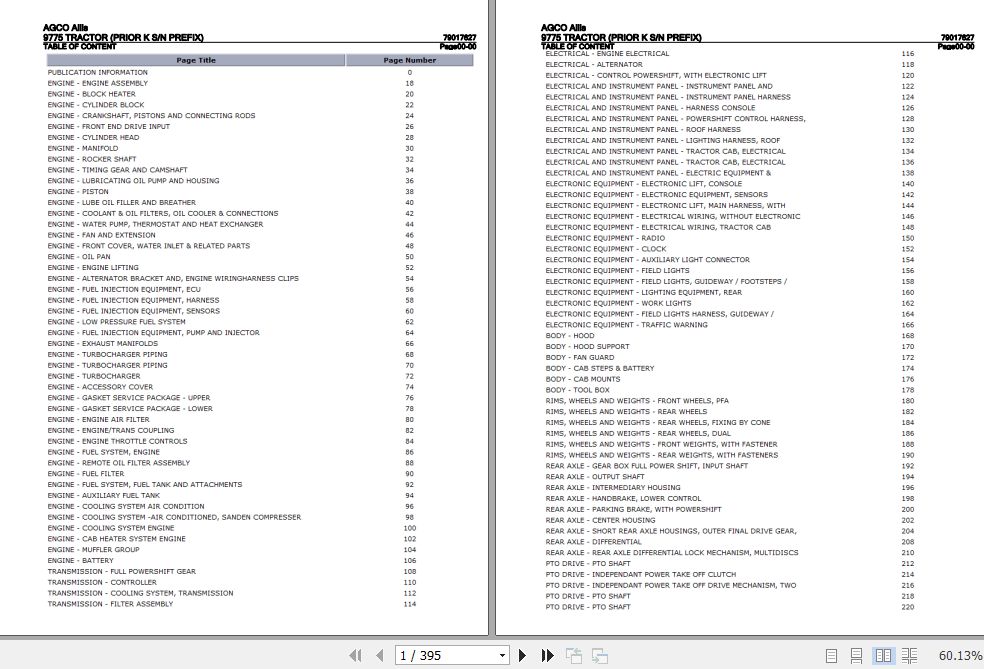 AGCO Allis Tractor 9775 Parts Catalog 79017627 1
