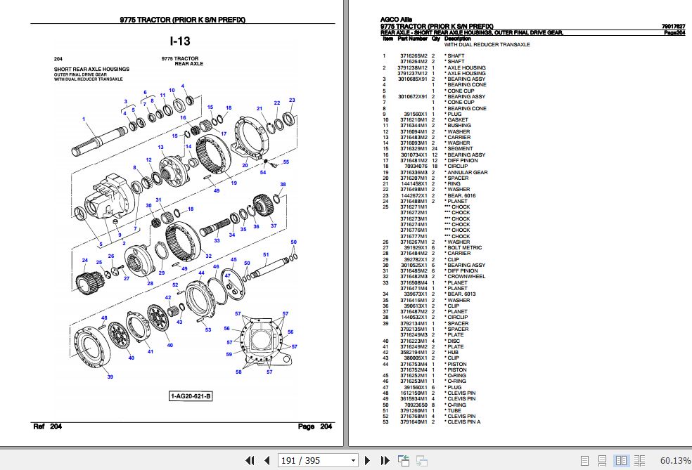 AGCO Allis Tractor 9775 Parts Catalog 79017627