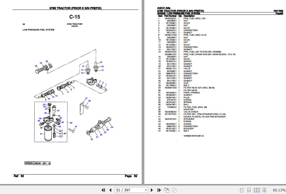 AGCO Allis Tractor 9785 Parts Catalog 79017629